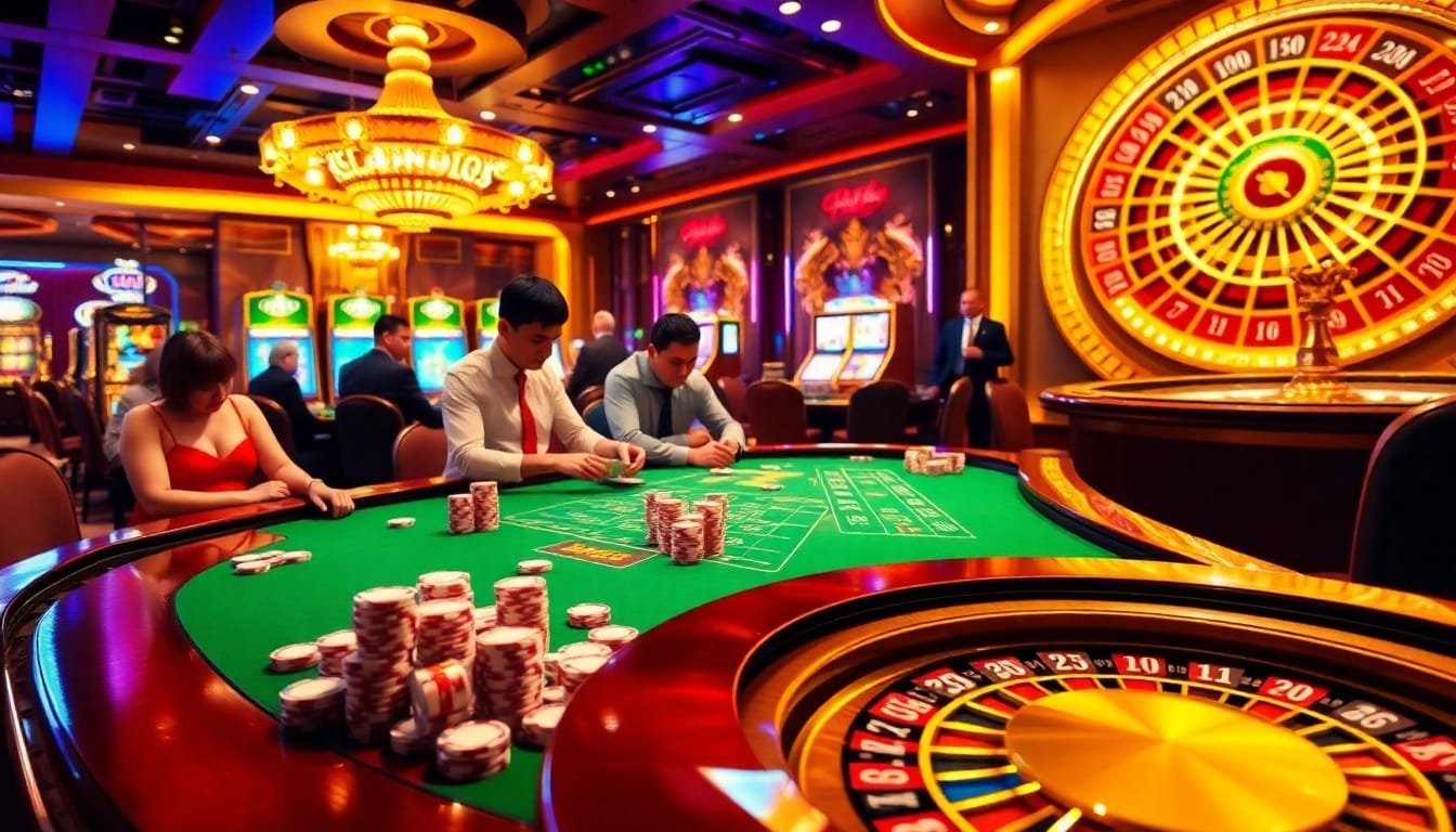 Experience the excitement of playing at trang chủ hello88 with vibrant casino scenes featuring dynamic games.