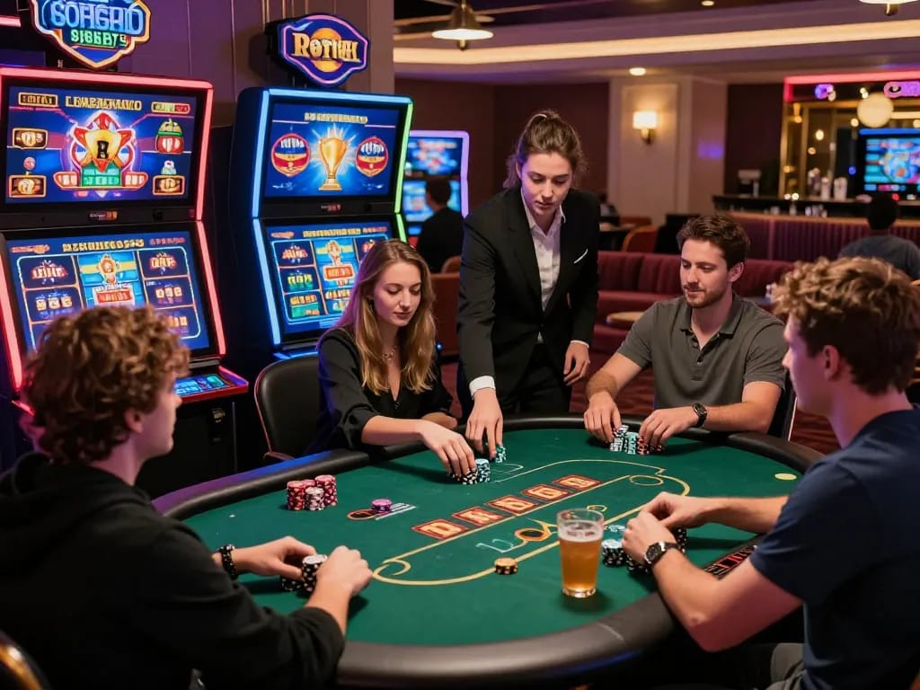 Players enjoying MM88 online casino games in an energetic atmosphere.