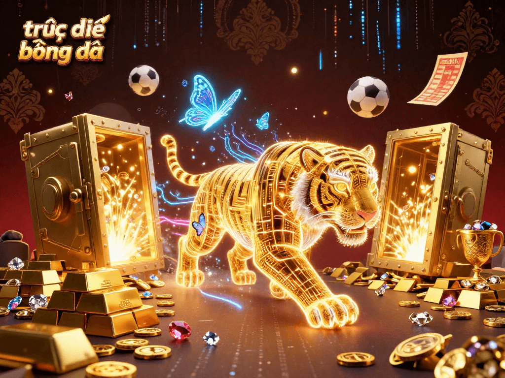 Experience trực tiếp bóng đá hôm nay with an energetic 3D scene showcasing sports betting elements.