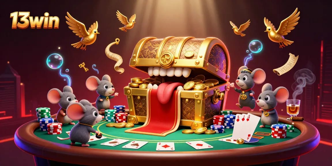 Join the excitement at 13win with a vibrant 3D casino scene highlighting thrilling poker action.