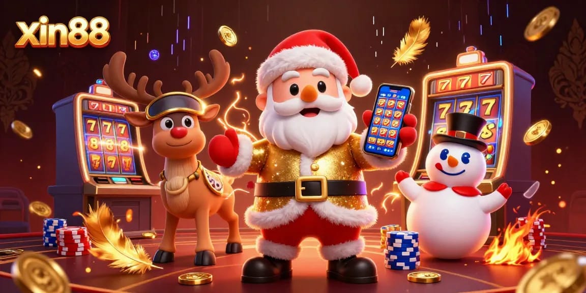Spin to win at xin88 with Santa and friends in a vibrant casino adventure!