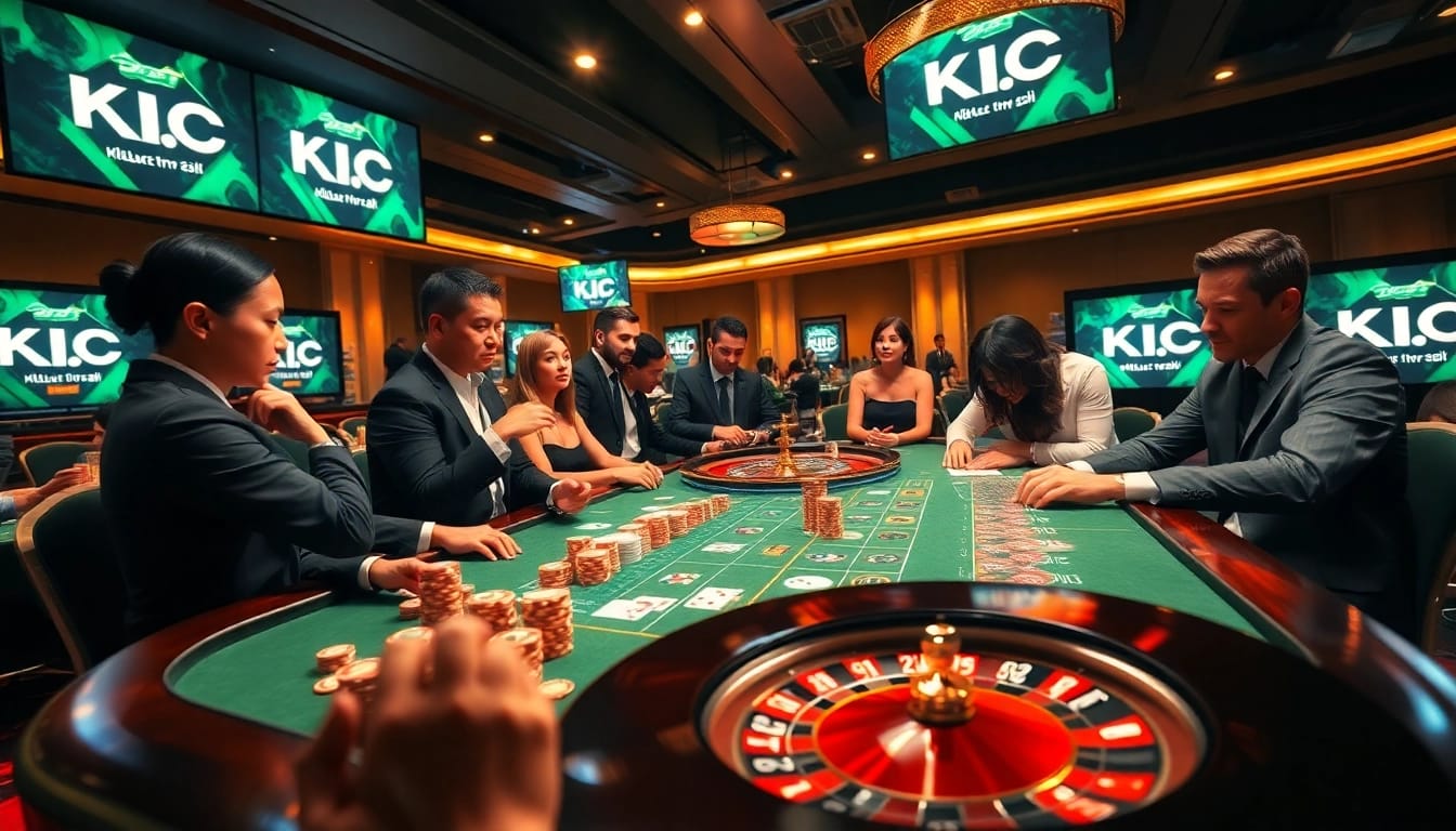 KJC Casino gaming scene featuring poker action and vibrant roulette, showcasing excitement on https://kjc365.com/.