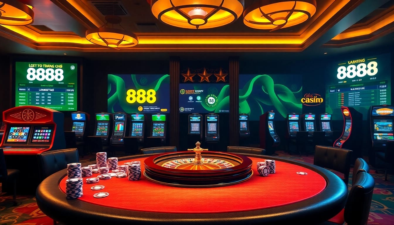 Experience thrilling action at trang chủ 888b with vibrant casino tables and winning poker chips.