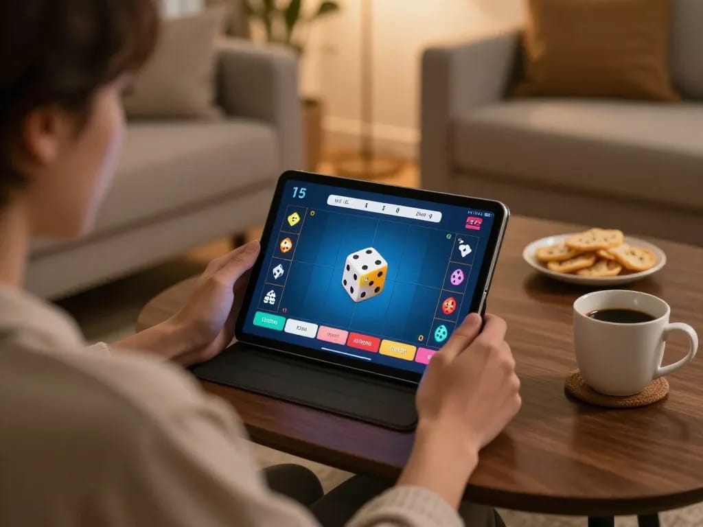 Engaging in responsible online Tài Xỉu gameplay on taixiuonlinego app in a cozy home setting