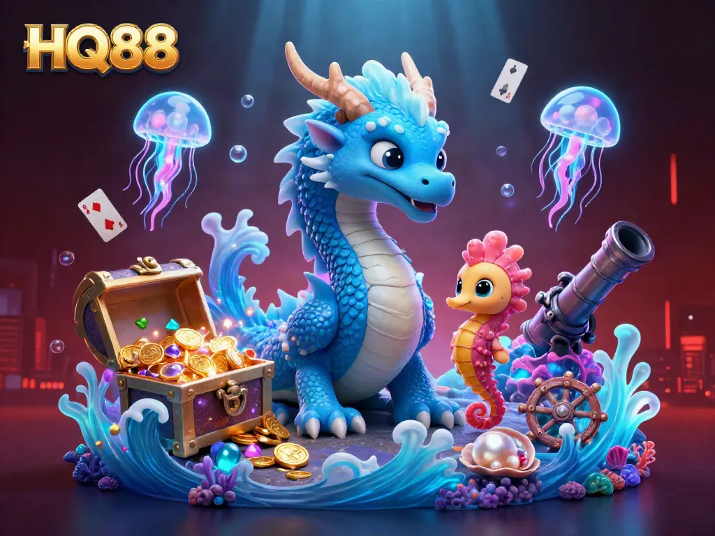 Engage with HQ88's vibrant casino experience featuring stunning ocean-themed characters and dynamic gambling elements.