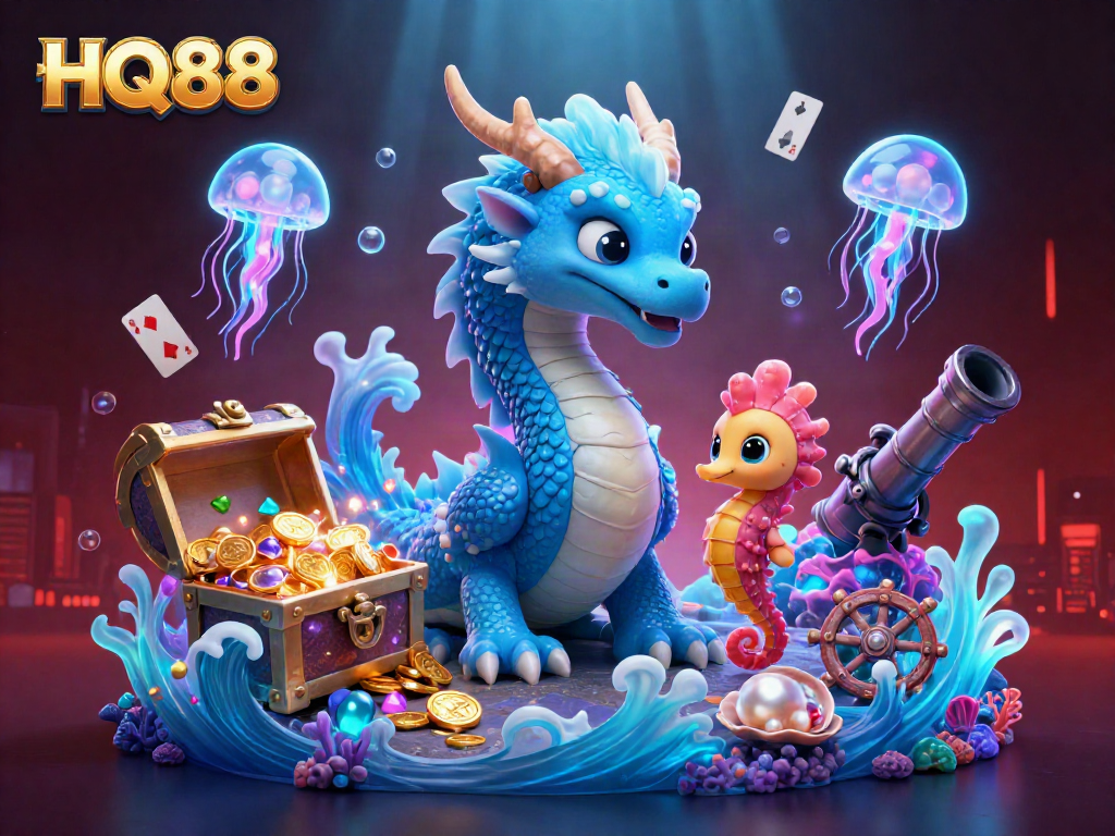 Engage with HQ88's vibrant casino experience featuring stunning ocean-themed characters and dynamic gambling elements.