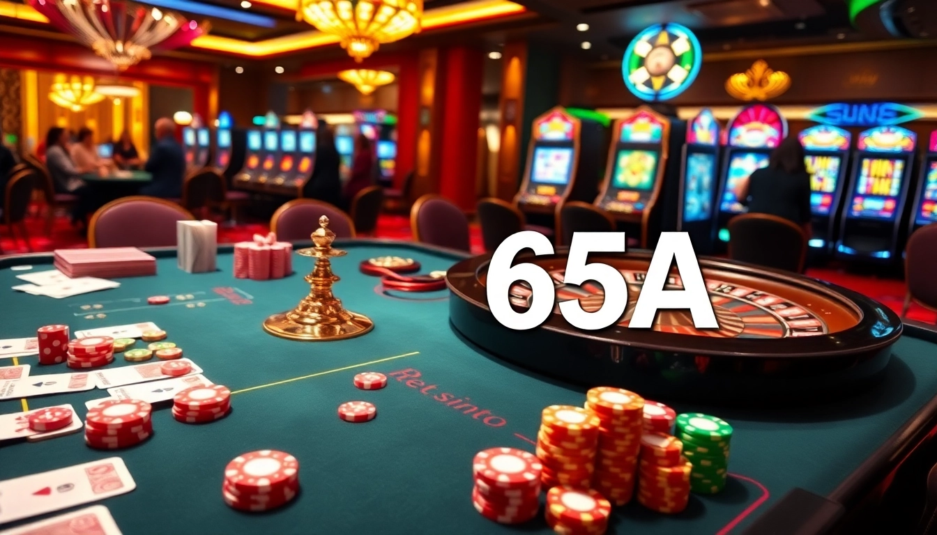 Experience the excitement of 65A's casino featuring vibrant tables and thrilling games.