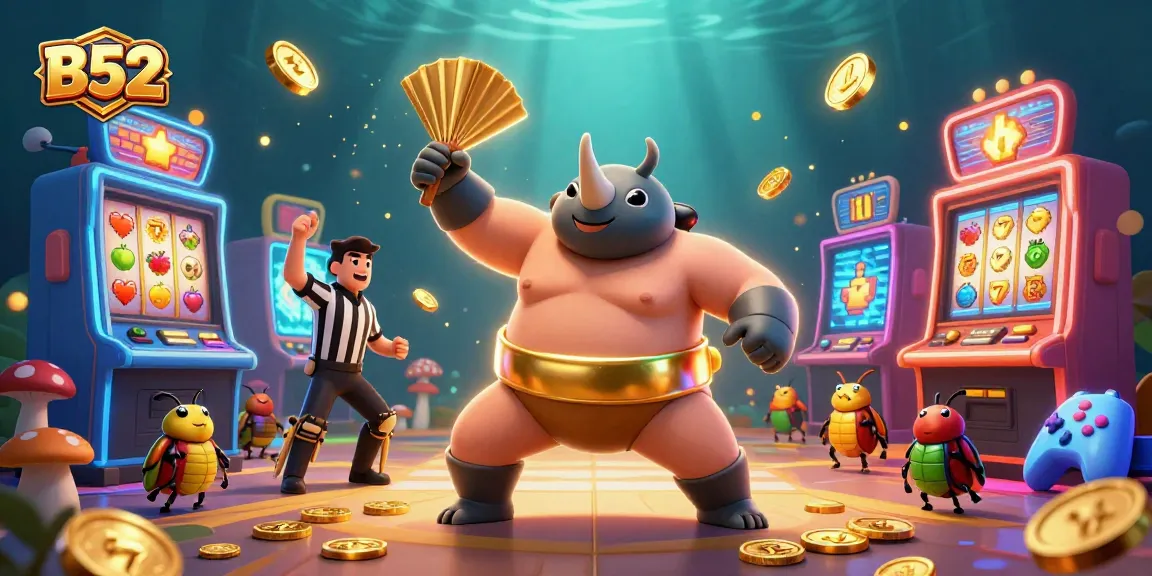 B52 slot machines fly coins with a 3D beetle champion, offering vibrant casino excitement.