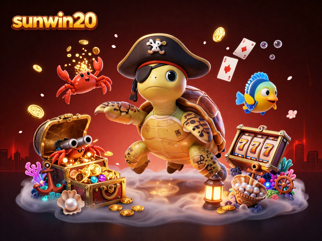 Engage with sunwin20's dynamic underwater casino adventure featuring a turtle, crab, and vibrant game elements.