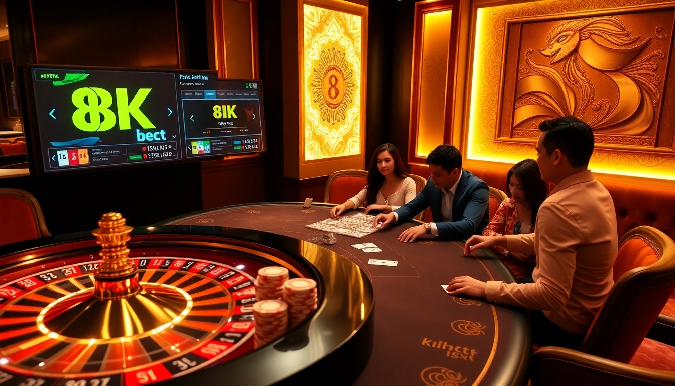 Engage in an exciting 8k bet with vibrant casino visuals and professional gaming elements.