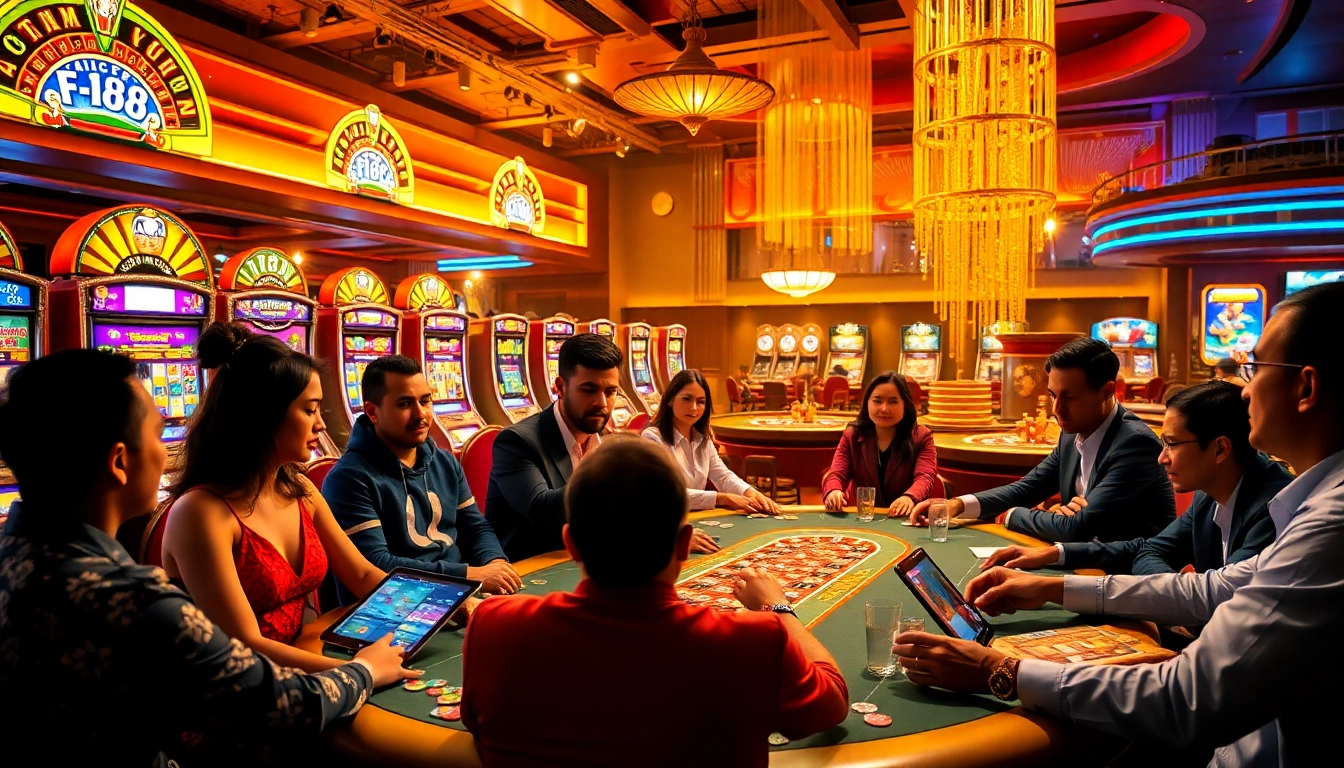 Players engaging at the poker table on trang chủ F168, enjoying a thrilling casino experience.