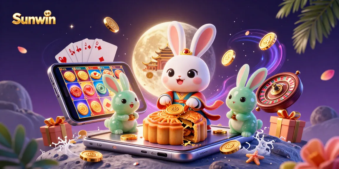 Engage in thrilling slots at Sunwin as the moon rabbit reveals poker chips and exciting games.