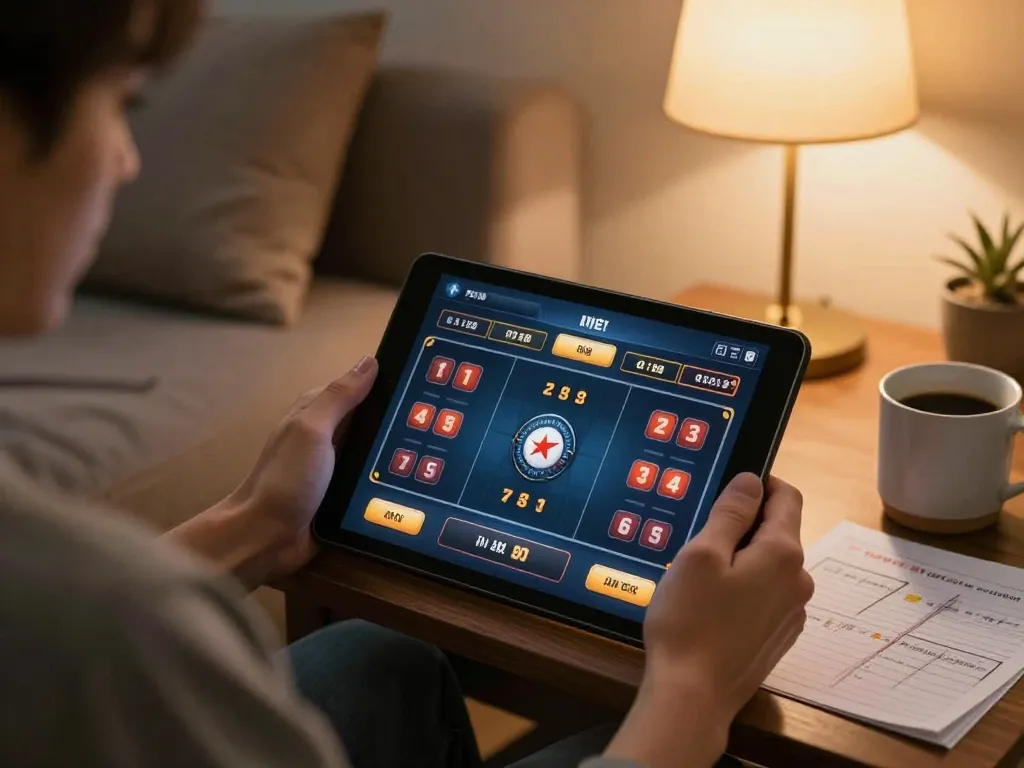 Engaging in online casino gaming with digitalwala's tablet interface showcasing strategy and enjoyment