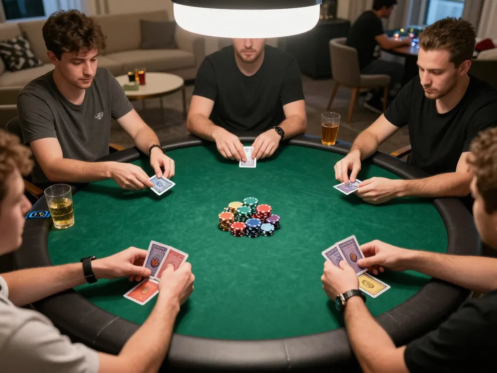 UG88 players engaging in a lively poker game, showcasing strategy and camaraderie.