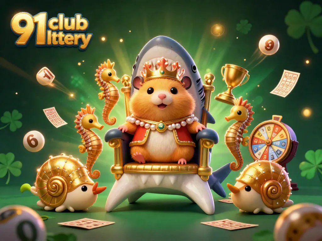 Engage with the thrilling 91 club lottery experience featuring golden hamster king and vibrant lottery elements.