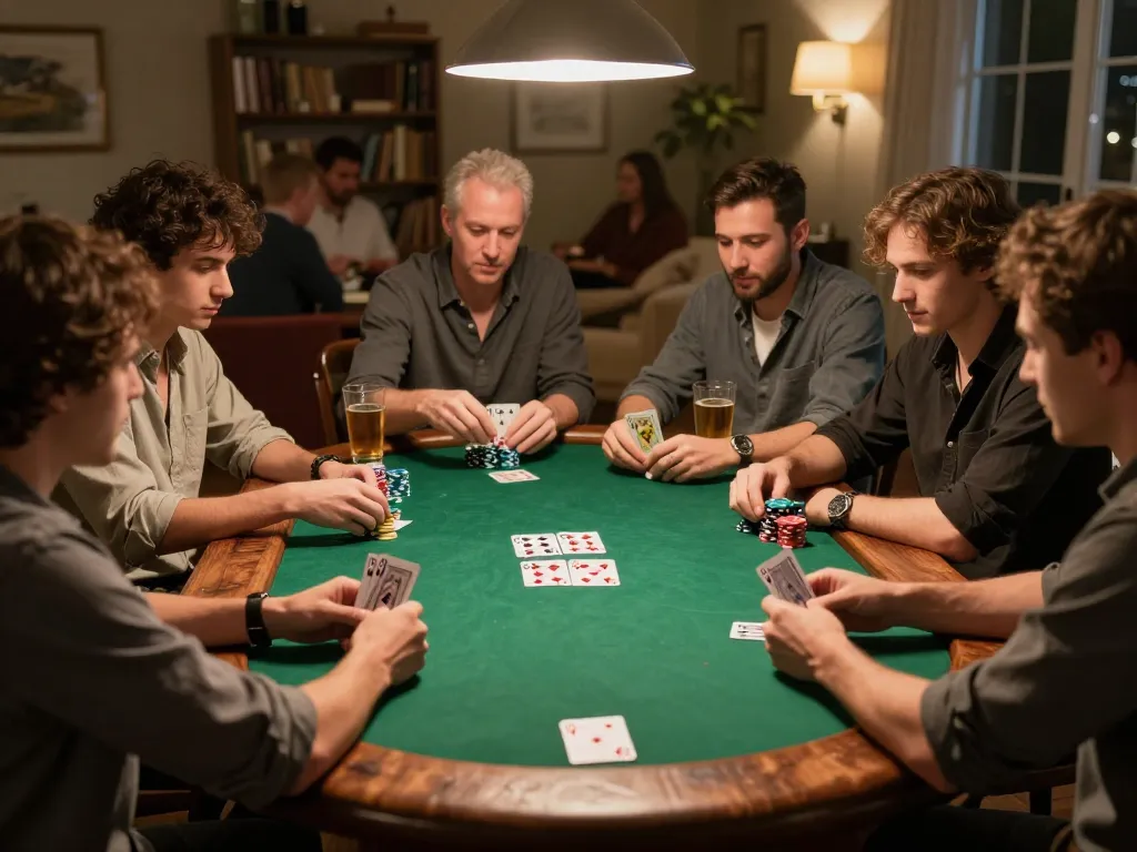 Engaged players enjoying poker night at home using the 68gamebaivn platform