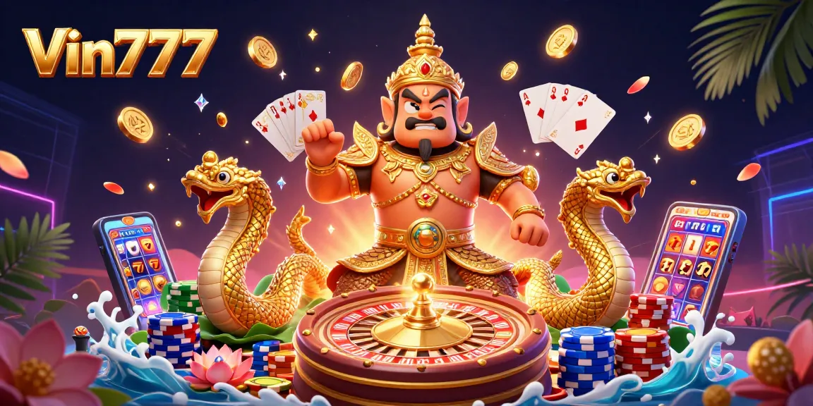 Experience thrilling gameplay with Vin777, showcasing vibrant casino elements and dynamic action.