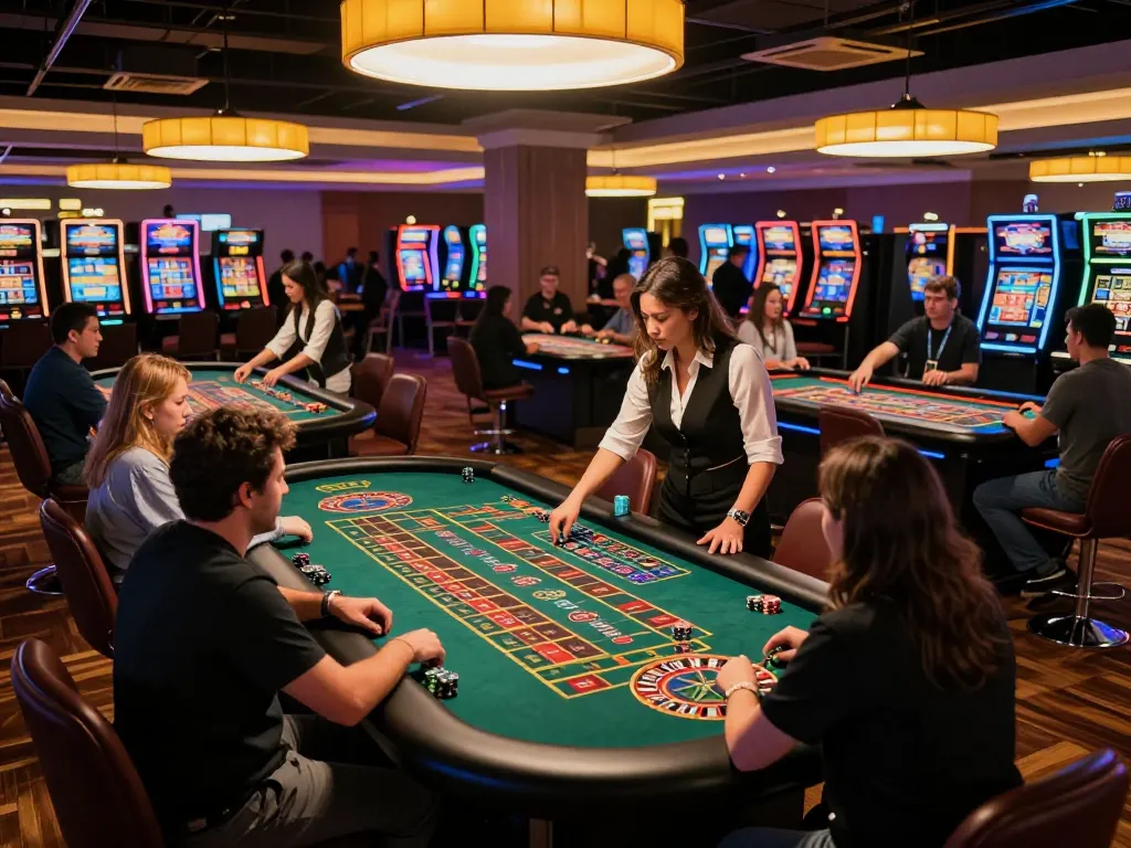 Experience the thrill of roulette at https://fc88.zone with dynamic players placing bets and croupiers managing the game.