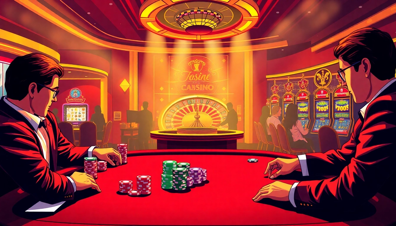 Experience thrilling gameplay at https://da88.navy/ with a luxurious poker table and vibrant roulette wheel.