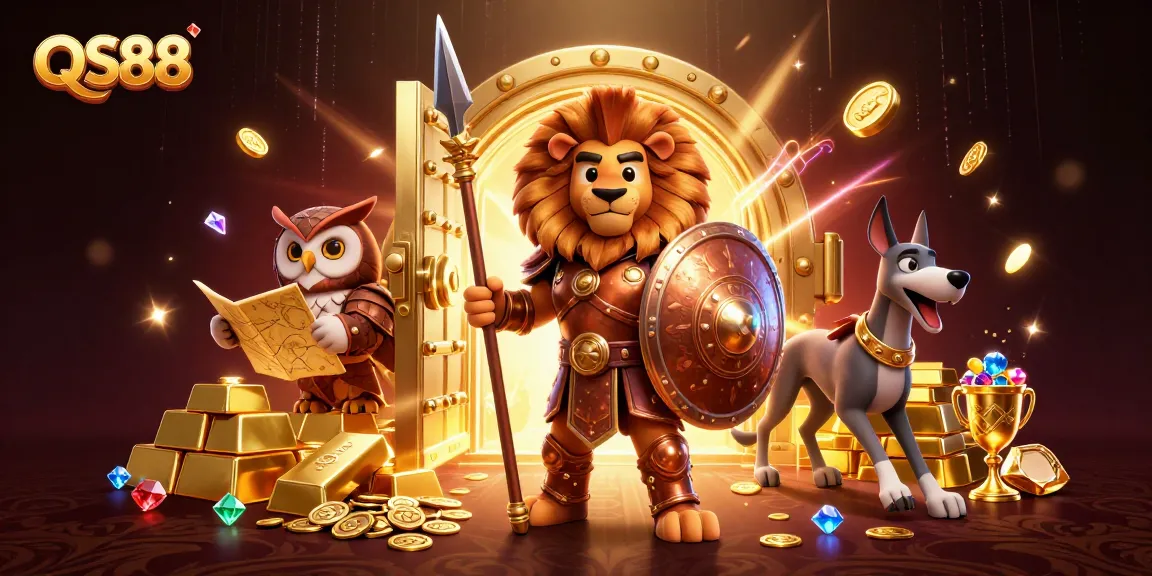 Engage with QS88’s thrilling atmosphere where a Spartan lion and allies unveil golden treasures.