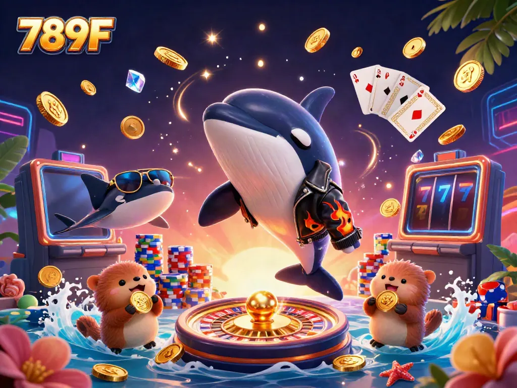 Experience thrilling wins with 789F in this vibrant underwater casino scene.