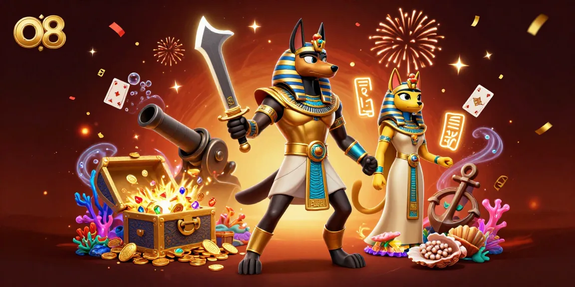 Experience thrilling gaming action with o8's vibrant casino fantasy illustration.