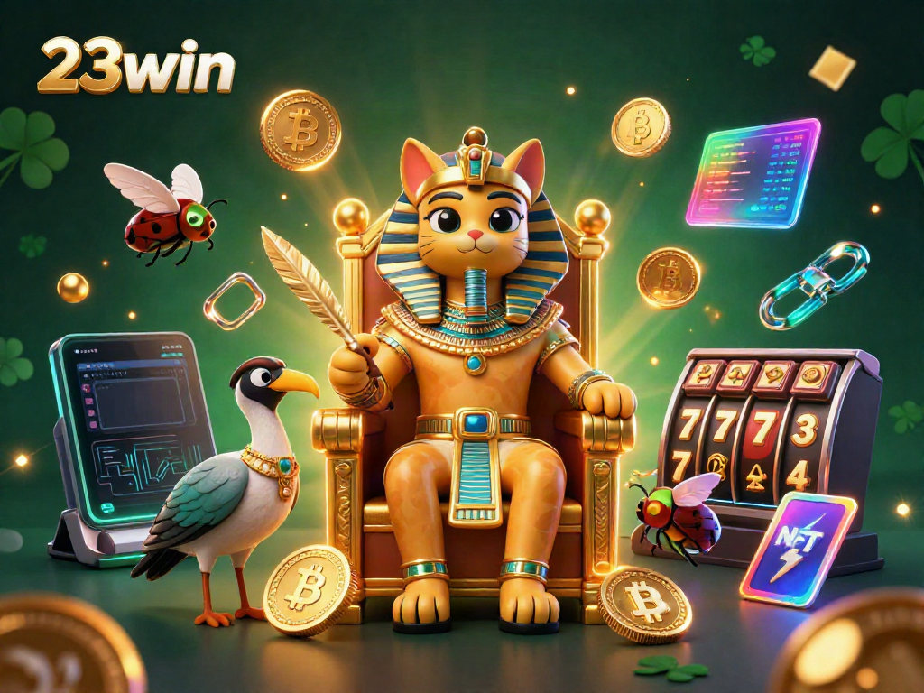 Engage in thrilling slot adventures at 23win with a colorful gaming scene featuring vibrant characters and symbols.