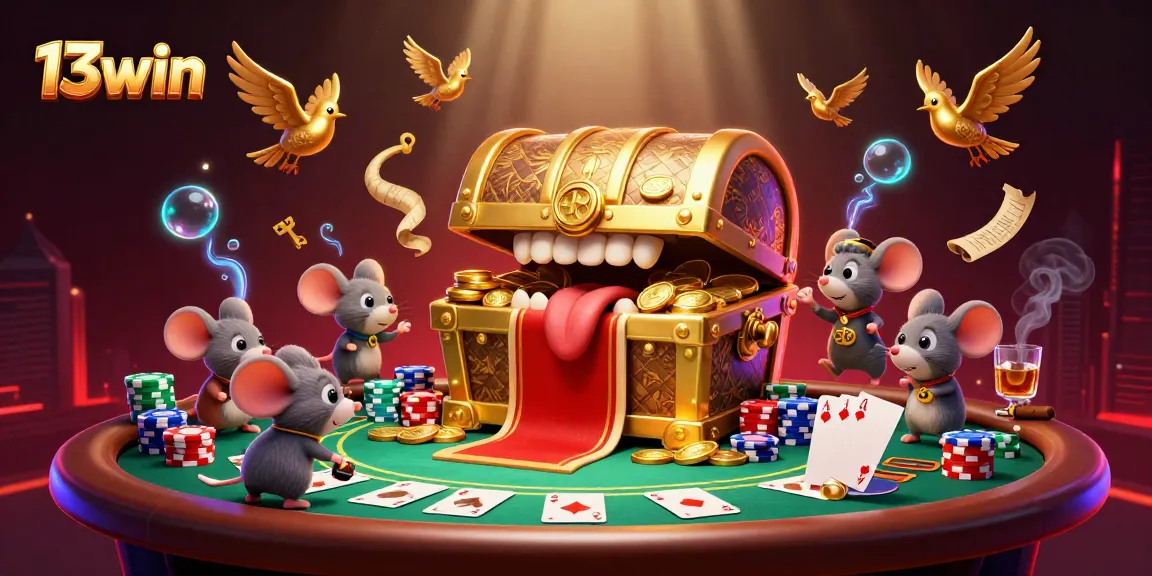 Join the excitement at 13win with a vibrant 3D casino scene highlighting thrilling poker action.