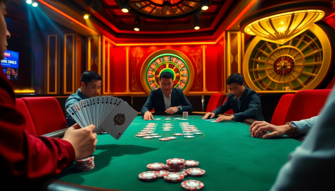 Experience high-stakes excitement at LC88 Vip casino with vibrant gaming tables and professional players.