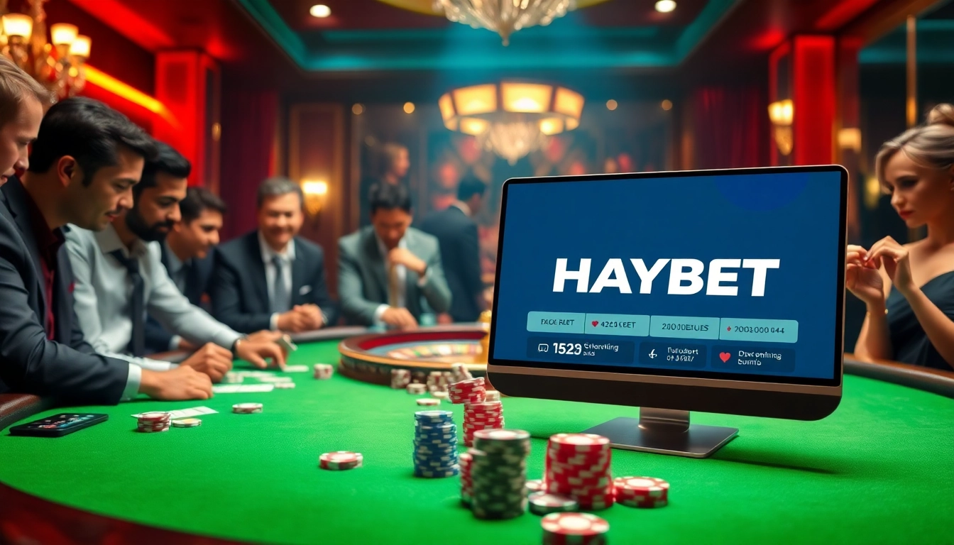 Players enjoying vibrant casino games featuring HAYBET, showcasing excitement and professionalism.