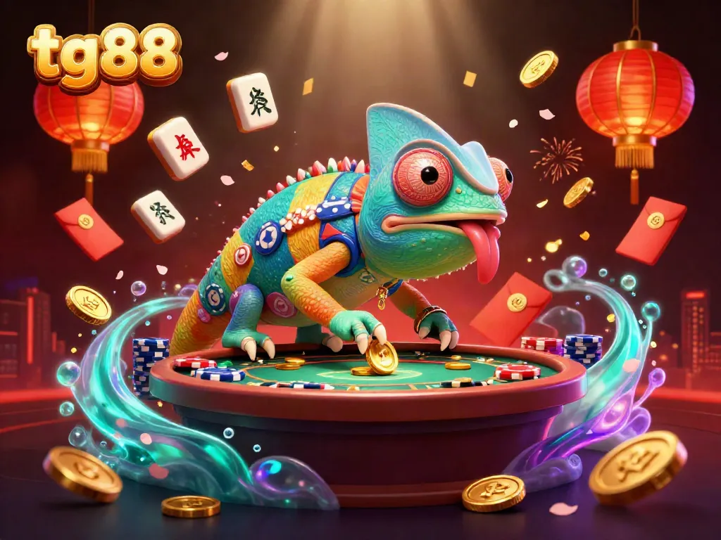Experience excitement at tg88 with a vibrant 3D chameleon casino owner and gaming elements.