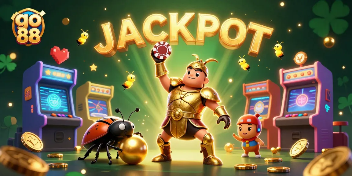 Experience the excitement of go 88 with a vibrant 3D illustration showcasing jackpot celebrations in an online casino.