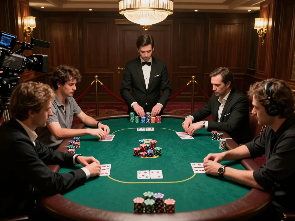 U888 poker game with serious players and stacked chips creates intense atmosphere