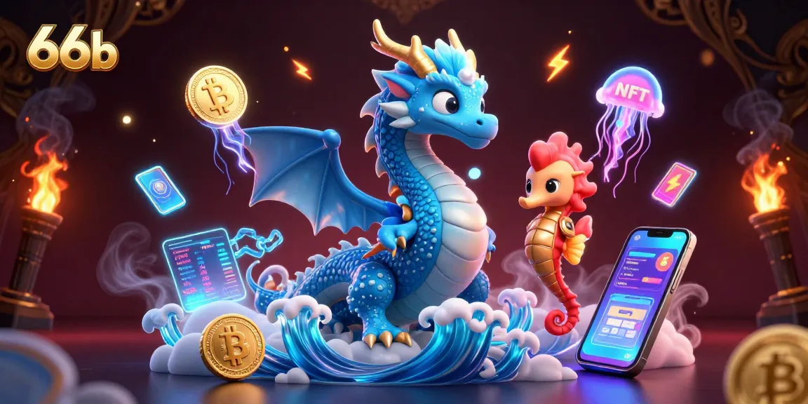 Engage with 66b casino excitement through an enchanting dragon scene, featuring vibrant crypto coins.