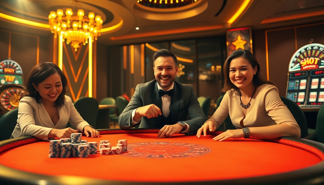 Gambling thrill at https://rr88c.pro/ with players enjoying a luxurious casino experience.