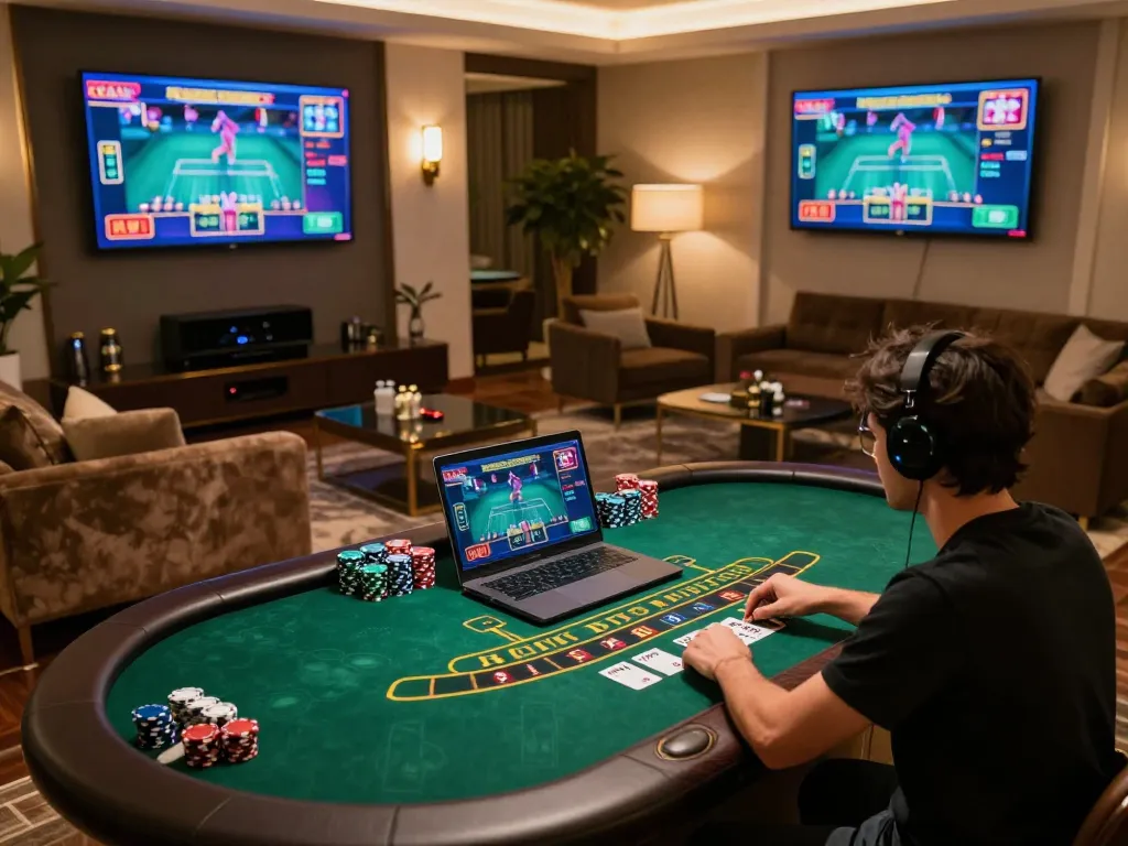 Player engaging in a live dealer game at KKWIN, showcasing an immersive online casino setup