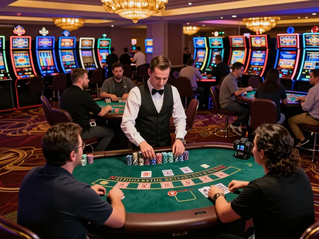 Engaging players at blackjack tables showcasing transporthydraulics elements in a luxurious casino setting.
