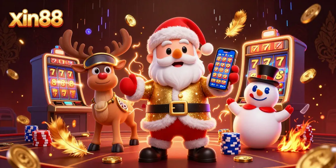 Spin to win at xin88 with Santa and friends in a vibrant casino adventure!