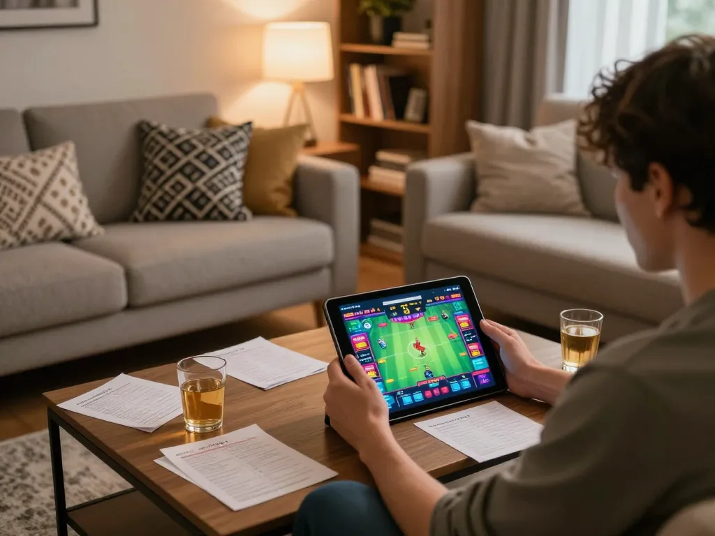 Engaging in exciting đá gà online wala88 from the comfort of home, focused on strategic betting gameplay.