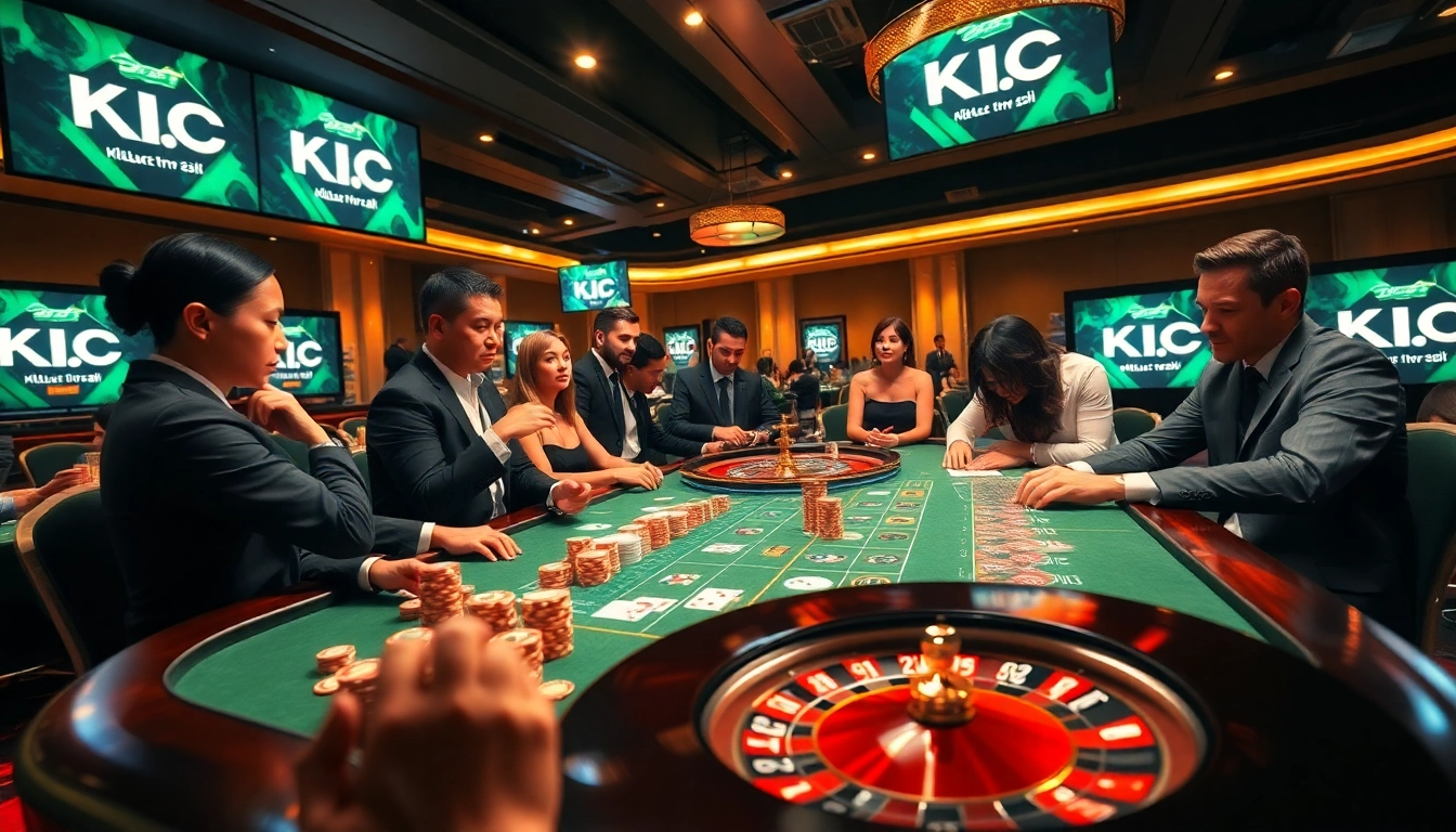 KJC Casino gaming scene featuring poker action and vibrant roulette, showcasing excitement on https://kjc365.com/.