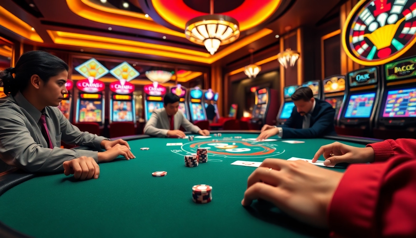 Experience the excitement at nhà cái uy tín CM88 with vibrant casino tables and engaging players.