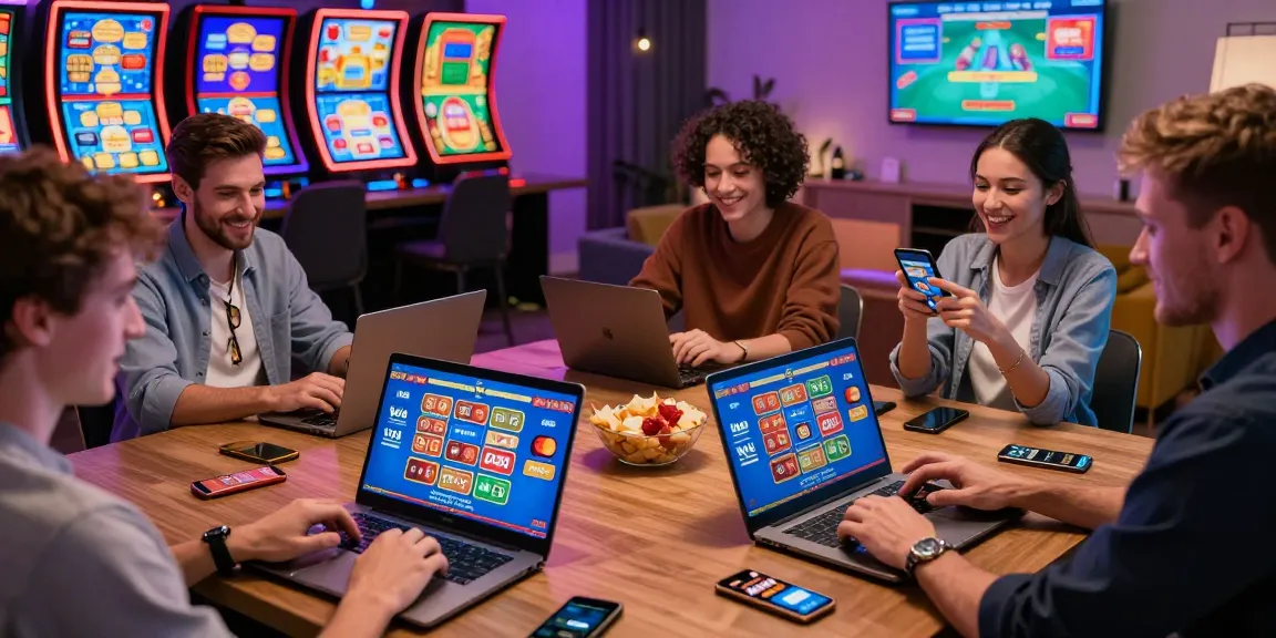 Players enjoying dynamic gaming experience at casinos that accept credit cards, featuring vibrant digital slots and popular payment methods.