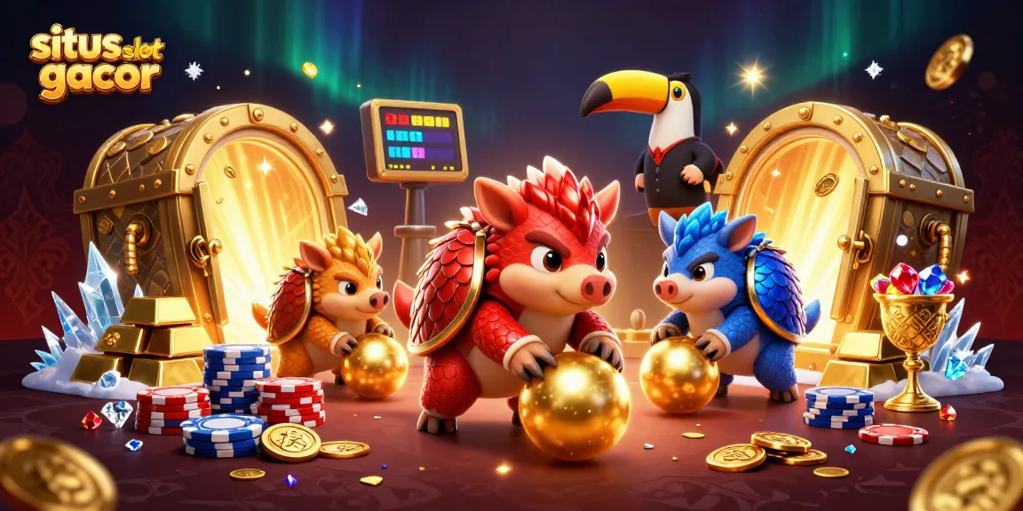 Experience situs slot gacor excitement as rival pangolins roll through poker chips and golden rewards.