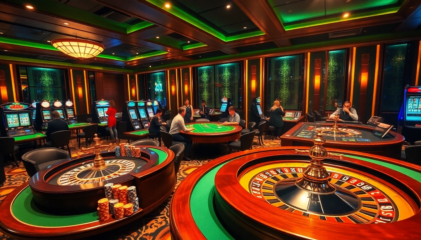 Experience the thrill of betting at nhà cái 9bet, featuring vibrant casino tables and engaging games.