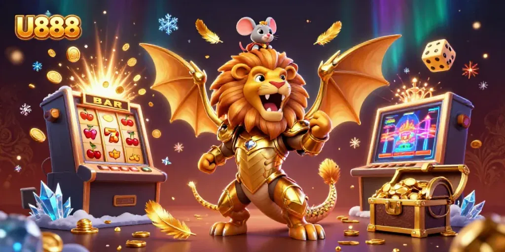 Experience the excitement of U888 online gaming with a vibrant, dynamic casino scene.