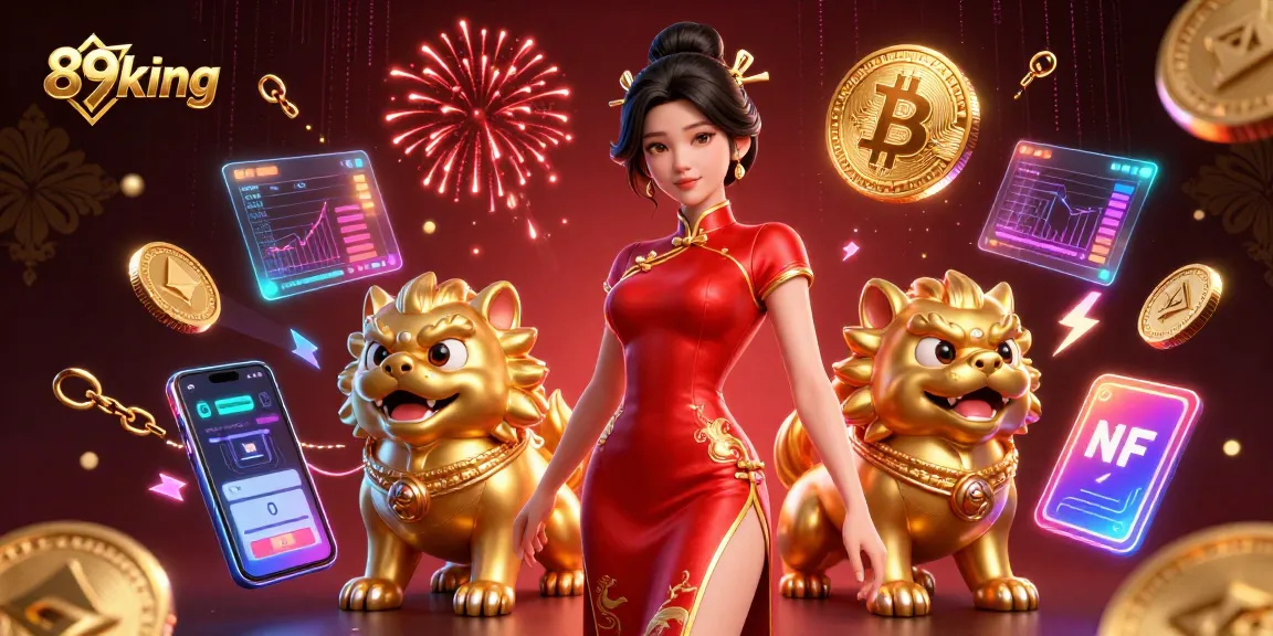 Spin the reels with 89king in this vibrant, energetic casino-themed 3D illustration.