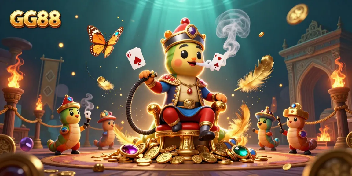 Experience GG88's vibrant casino world with a hookah-master amidst dynamic gaming elements.