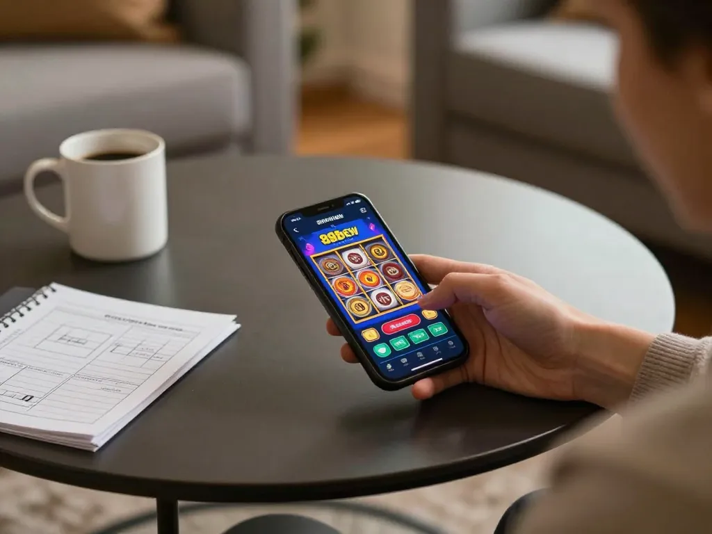 Engaging with the 888NEW app for exciting online casino gameplay at home, showcasing relaxing gaming atmosphere