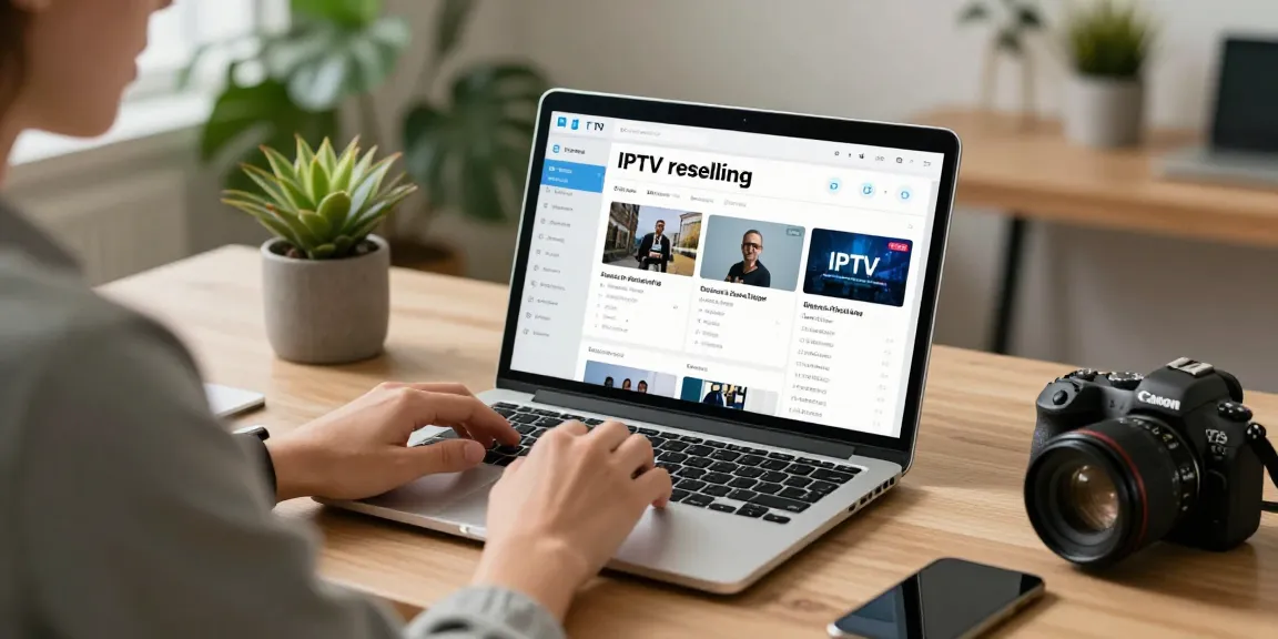 Trusted British IPTV Reseller managing user lines and credits from a professional office setup.