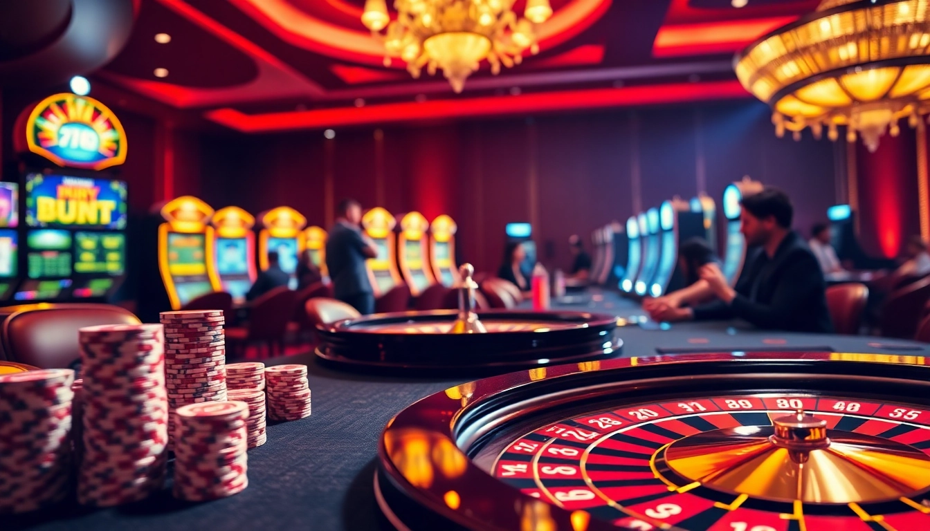 Engaging poker scene at https://jtg88.com/ showcasing high-stakes action, chips, and roulette wheel.